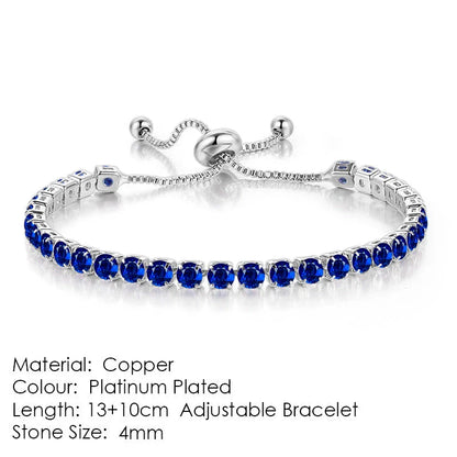 Elegant copper bracelet with sparkling zircon stones in various colours