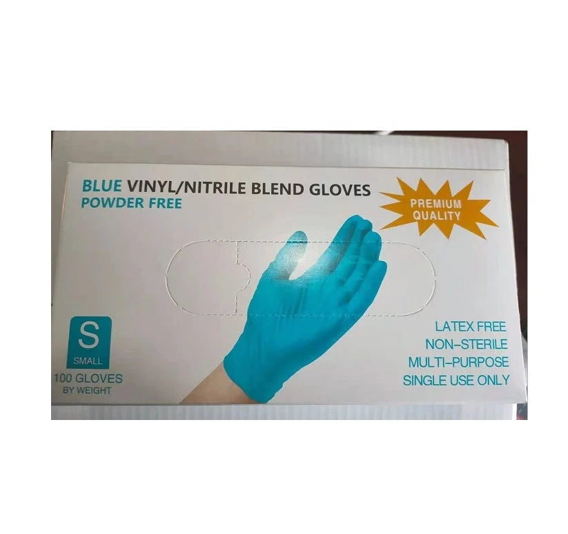 Disposable Nitrile Modified Synthetic PVC Protective Gloves in blue, sizes S to XL