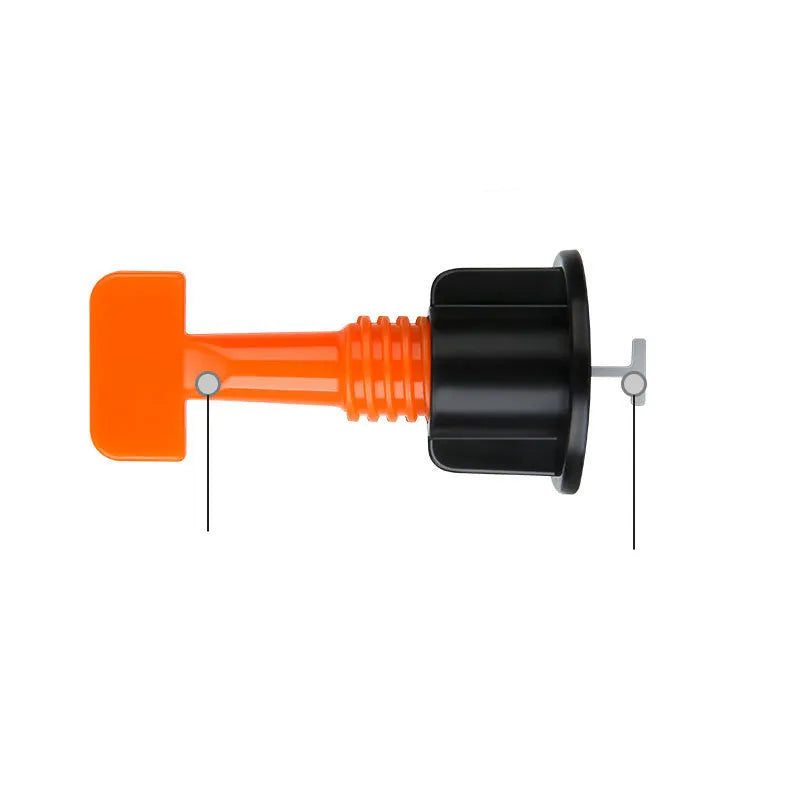 Tile laying tool wall tile positioning regulator with wedge system for ceramic tile installation, includes 50 plastic wedges with wrench, choose between replaceable needle style or standard wedge style for DIY and professional tiling projects.