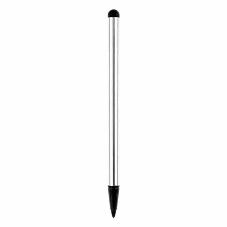 Silver black red dual-purpose touch screen pen for mobile phones measuring 12cm length