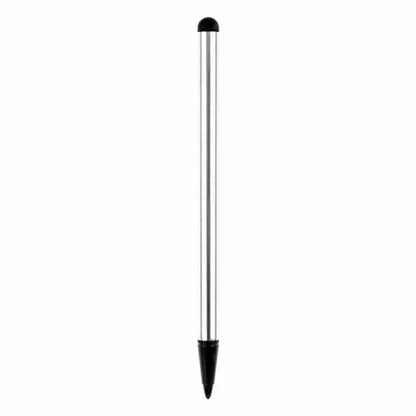 Silver black red dual-purpose touch screen pen for mobile phones measuring 12cm length