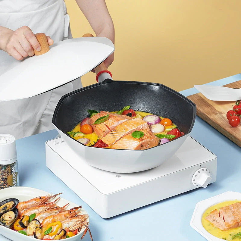 Maifan Stone Non-stick Frying Pan with double pour spouts and long handle