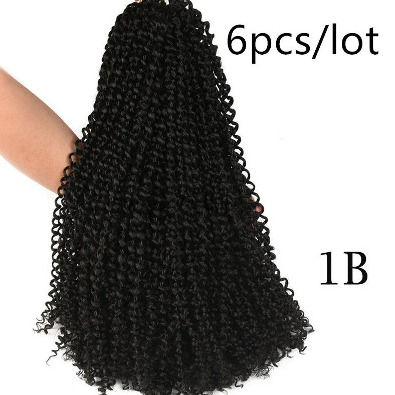 Passion twist crochet braid hair extensions showing spring twist texture and 18-inch length
