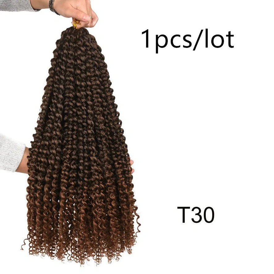 Passion twist crochet braid hair extensions showing spring twist texture and 18-inch length