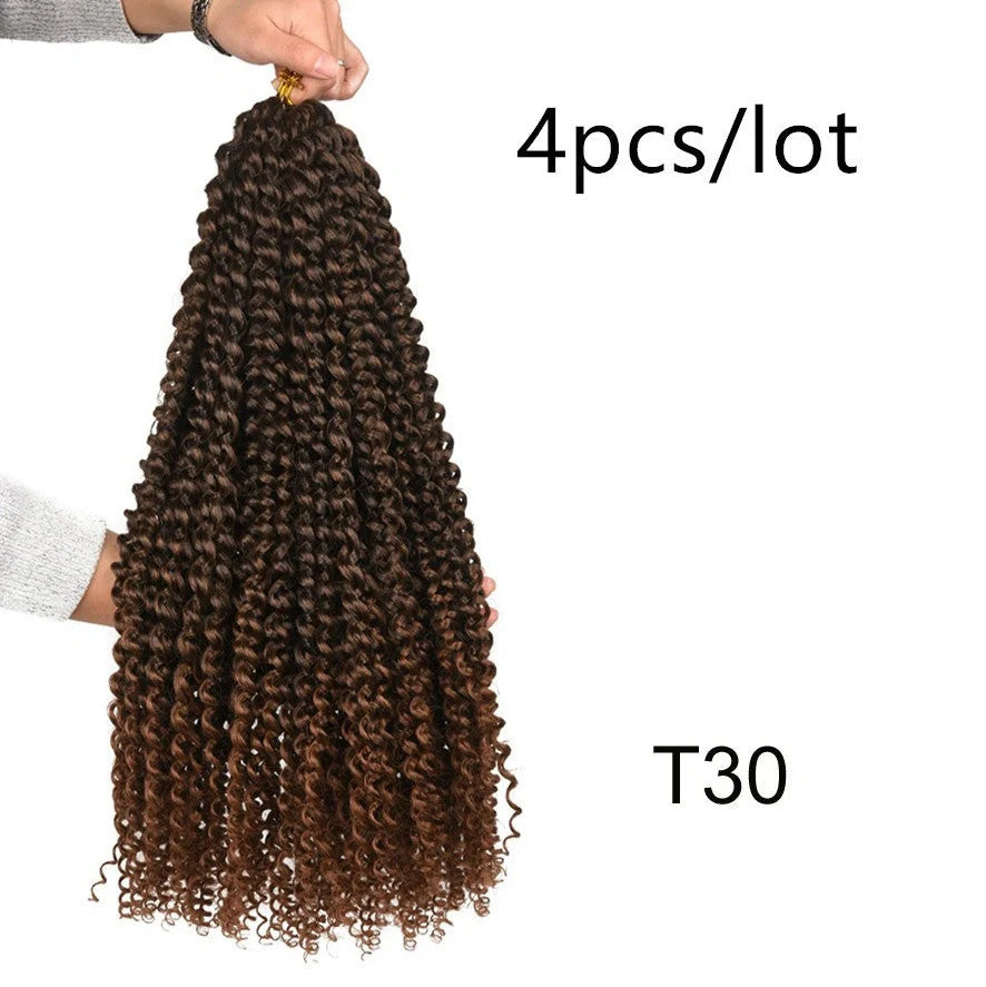 Passion twist crochet braid hair extensions showing spring twist texture and 18-inch length