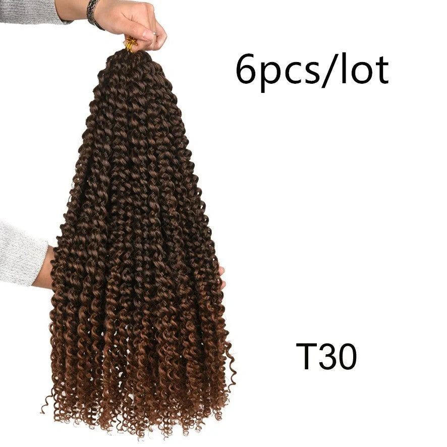 Passion twist crochet braid hair extensions showing spring twist texture and 18-inch length