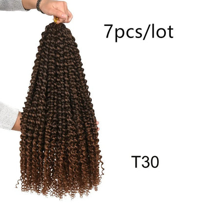 Passion twist crochet braid hair extensions showing spring twist texture and 18-inch length