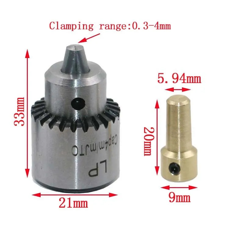 Four hard alloy drill chucks with sleeves showing 3.17mm tail holes for electric drill compatibility