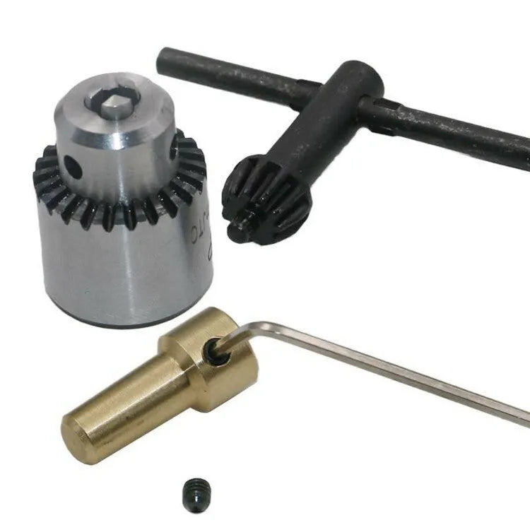Four hard alloy drill chucks with sleeves showing 3.17mm tail holes for electric drill compatibility