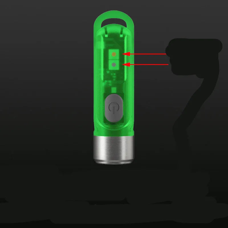 Green Nitecore TIKI mini portable USB rechargeable light with keychain.