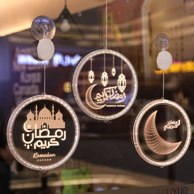LED Ramadan Castle Moon Kerosene 3D Hanging Lamp with warm white light