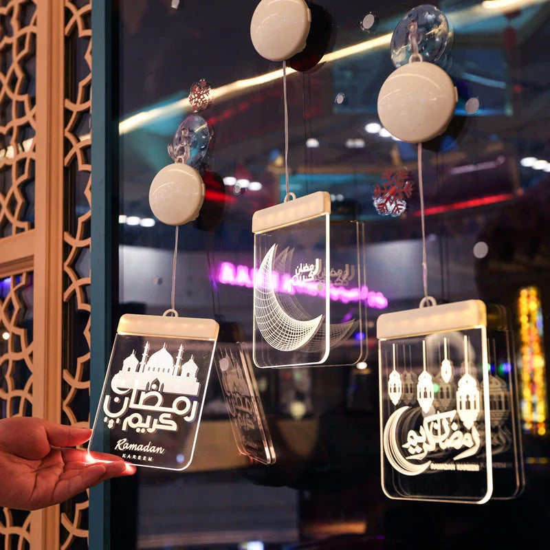 LED Ramadan Castle Moon Kerosene 3D Hanging Lamp with warm white light
