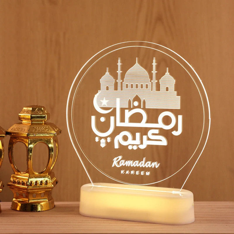 LED Ramadan Castle Moon Kerosene 3D Hanging Lamp with warm white light