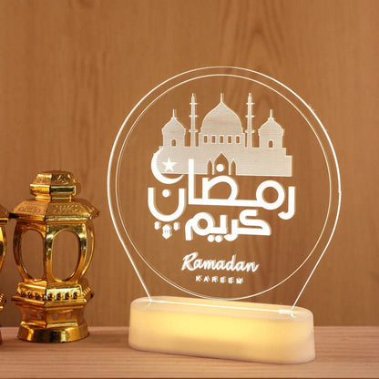 LED Ramadan Castle Moon Kerosene 3D Hanging Lamp with warm white light
