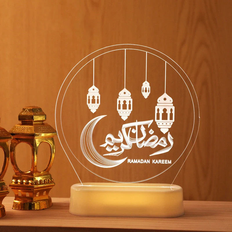 LED Ramadan Castle Moon Kerosene 3D Hanging Lamp with warm white light