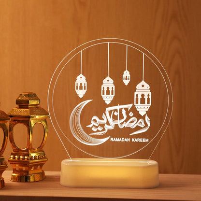 LED Ramadan Castle Moon Kerosene 3D Hanging Lamp with warm white light