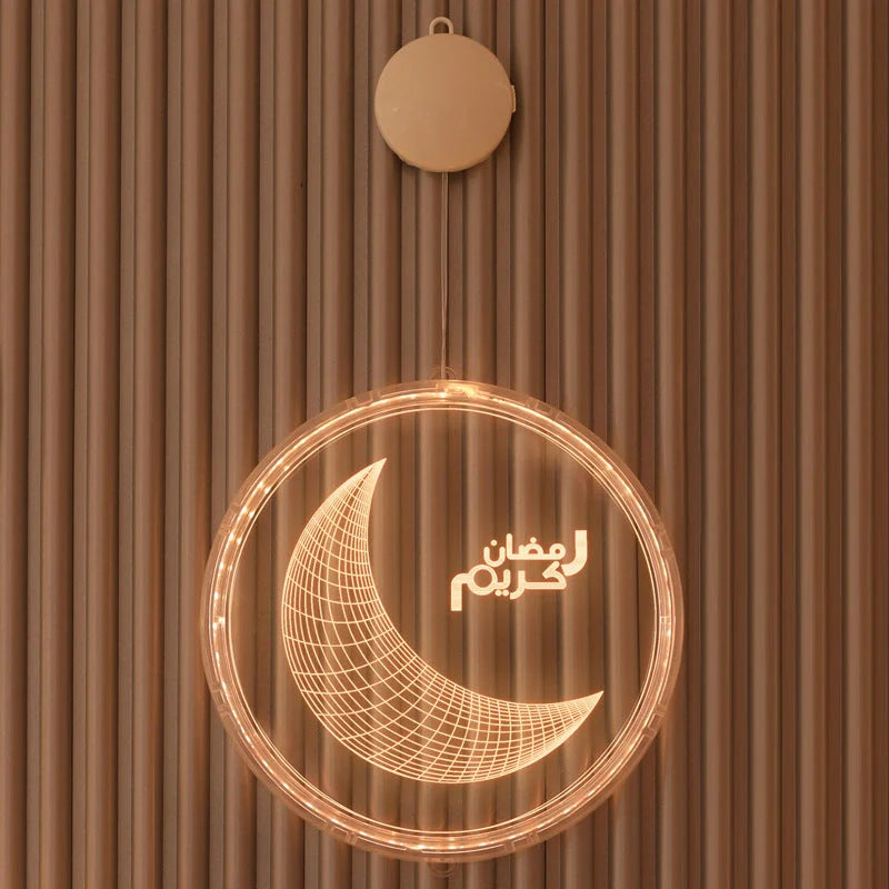 LED Ramadan Castle Moon Kerosene 3D Hanging Lamp with warm white light