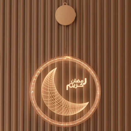 LED Ramadan Castle Moon Kerosene 3D Hanging Lamp with warm white light
