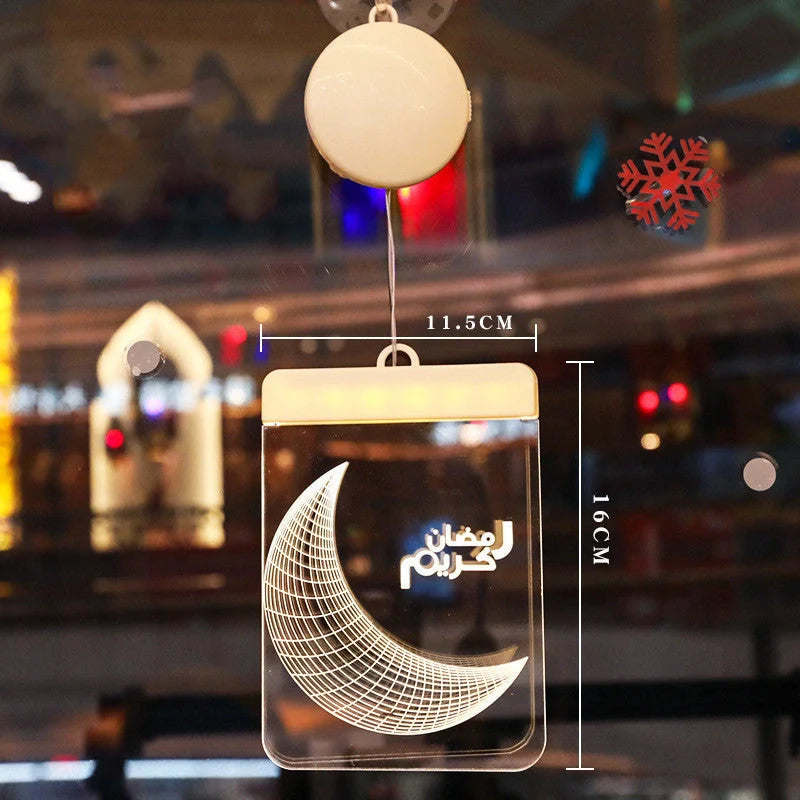 LED Ramadan Castle Moon Kerosene 3D Hanging Lamp with warm white light
