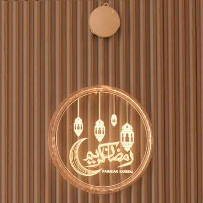 LED Ramadan Castle Moon Kerosene 3D Hanging Lamp with warm white light