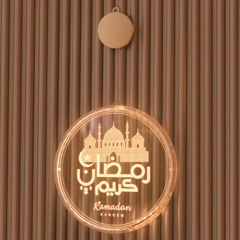 LED Ramadan Castle Moon Kerosene 3D Hanging Lamp with warm white light