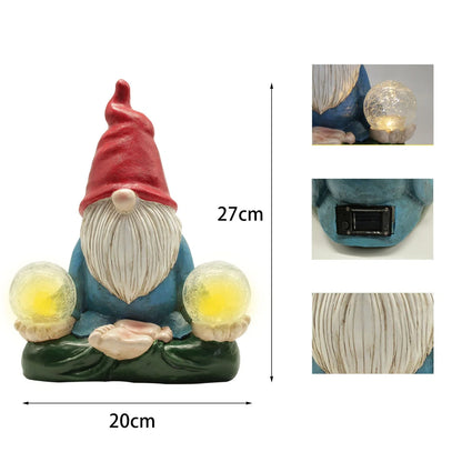Solar LED resin dwarf doll outdoor statue for garden decoration