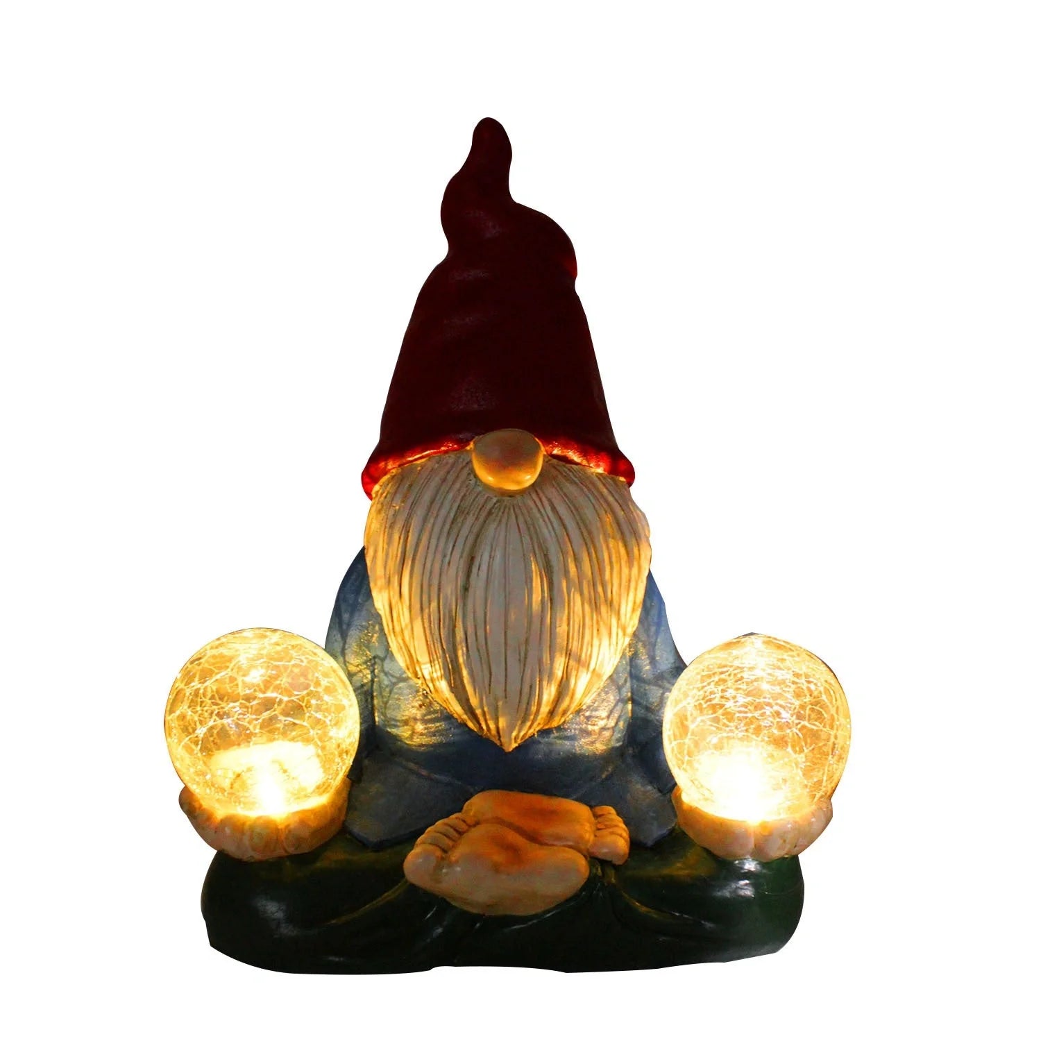 Solar LED resin dwarf doll outdoor statue for garden decoration