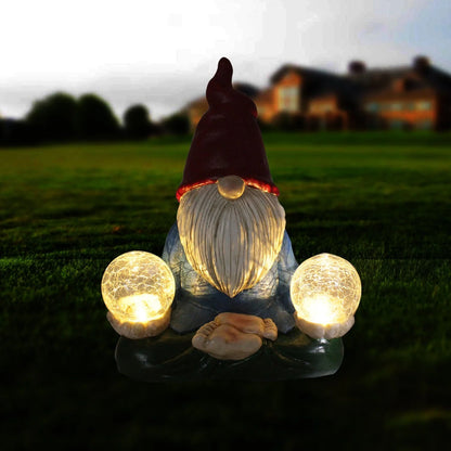 Solar LED resin dwarf doll outdoor statue for garden decoration