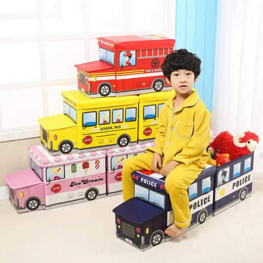 Creative Cartoon Storage Box Foldable Stool in various colours and patterns