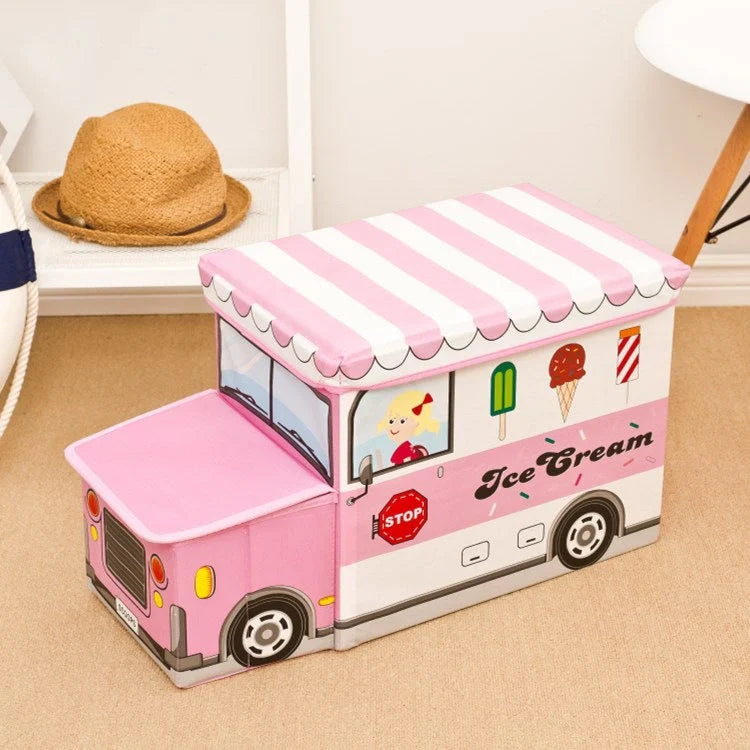 Creative Cartoon Storage Box Foldable Stool in various colours and patterns