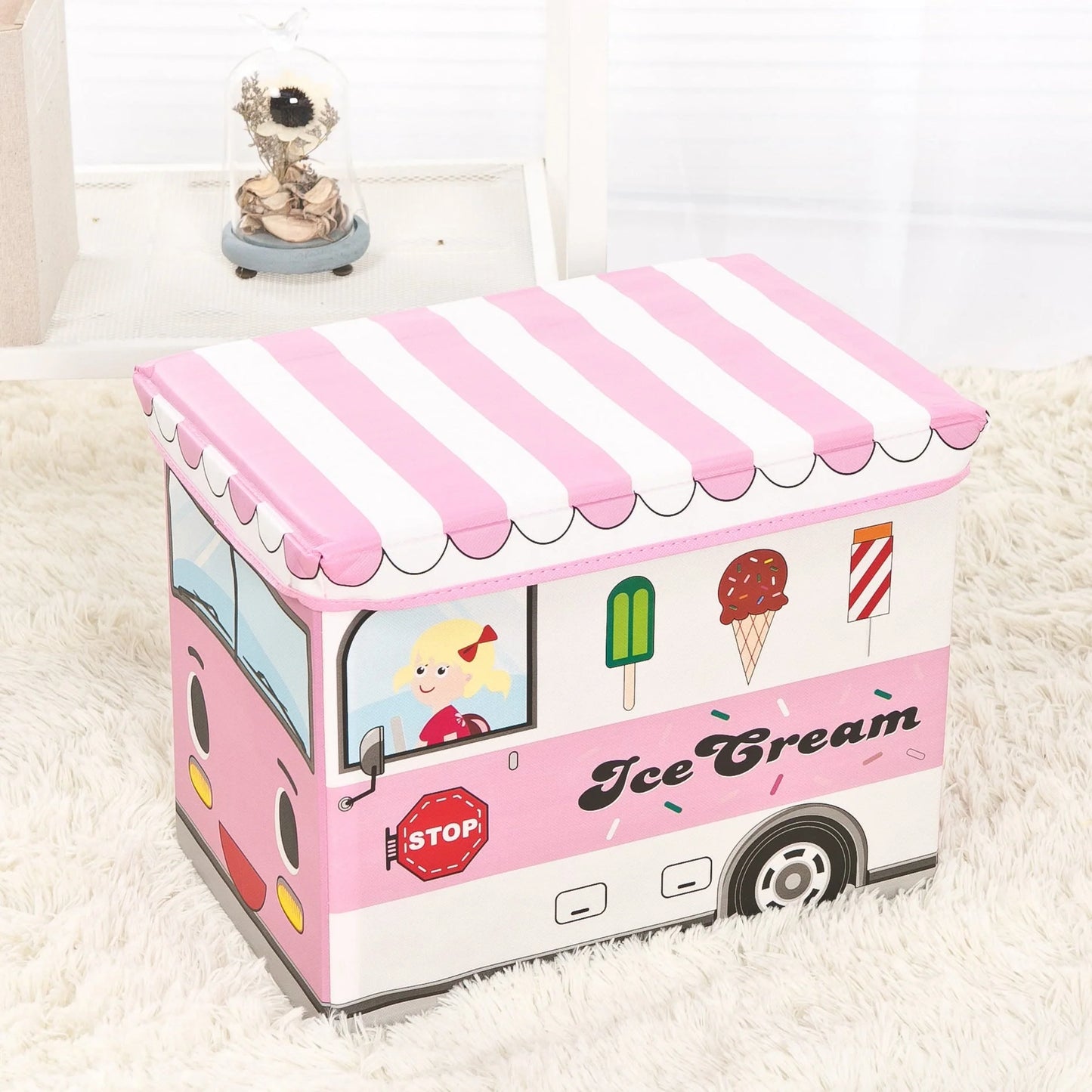 Creative Cartoon Storage Box Foldable Stool in various colours and patterns