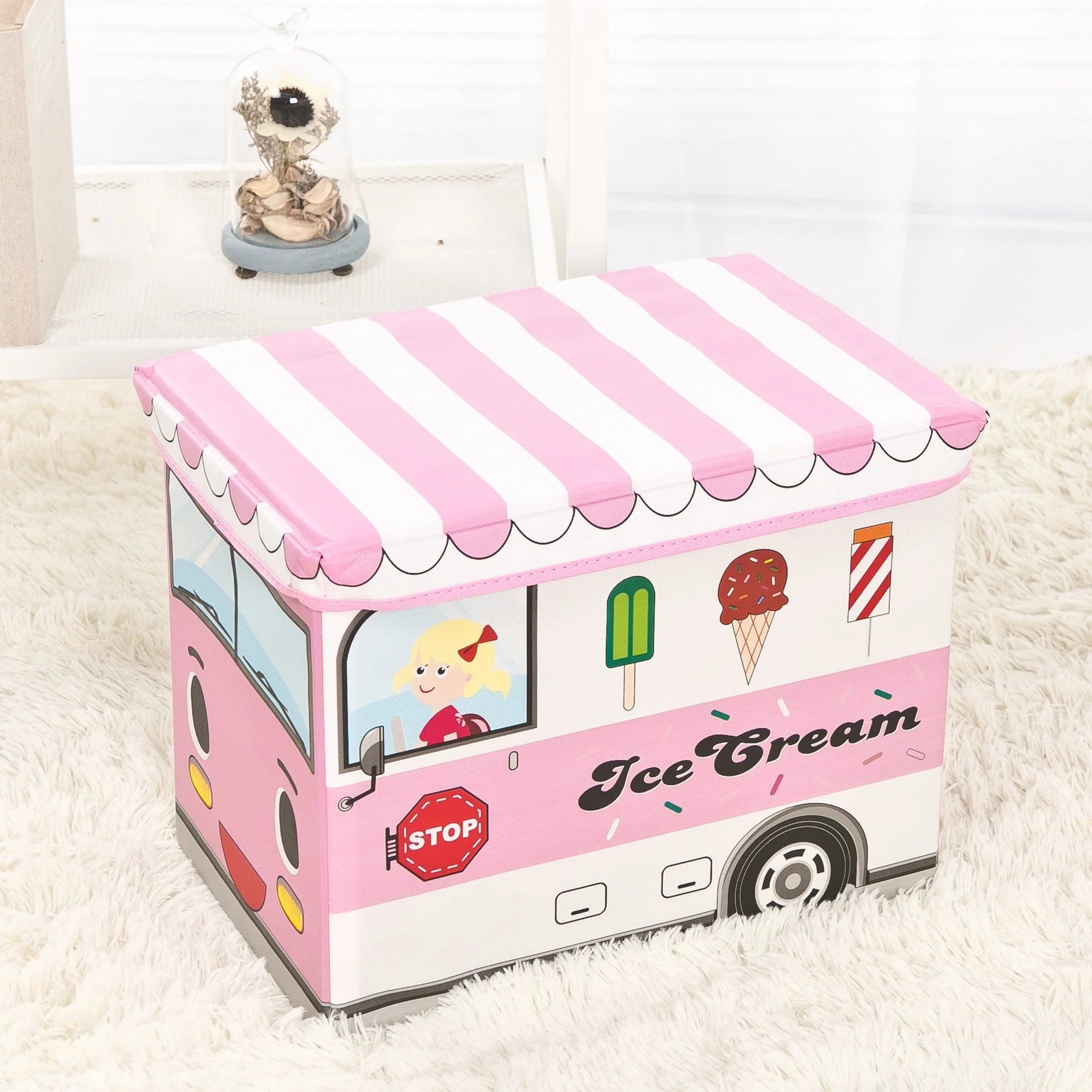 Creative Cartoon Storage Box Foldable Stool in various colours and patterns