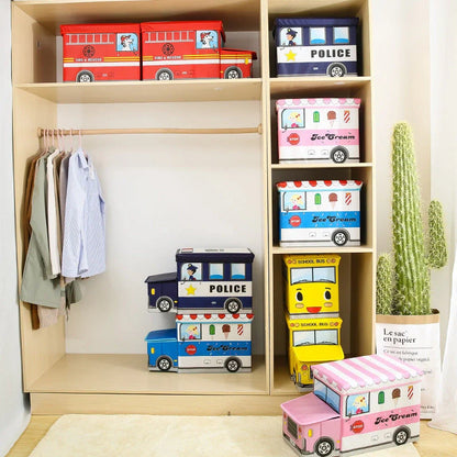 Creative Cartoon Storage Box Foldable Stool in various colours and patterns