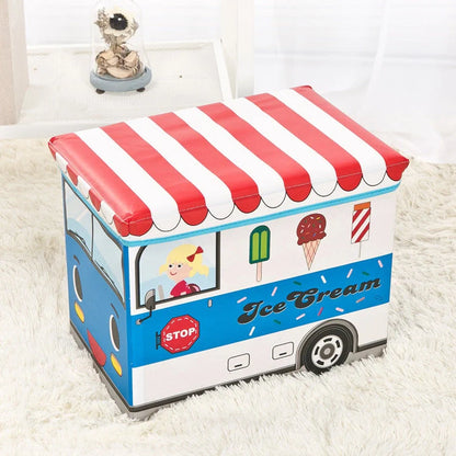 Creative Cartoon Storage Box Foldable Stool in various colours and patterns