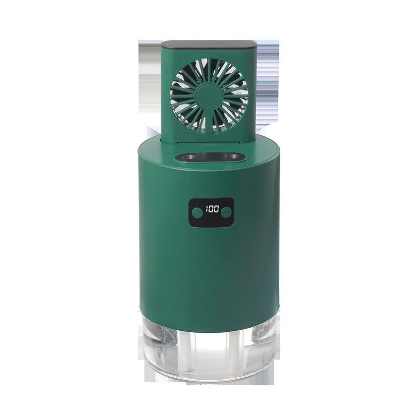 Stylish air humidifier with lifting fan, dual-spray, and digital controls for improved indoor air quality and comfort