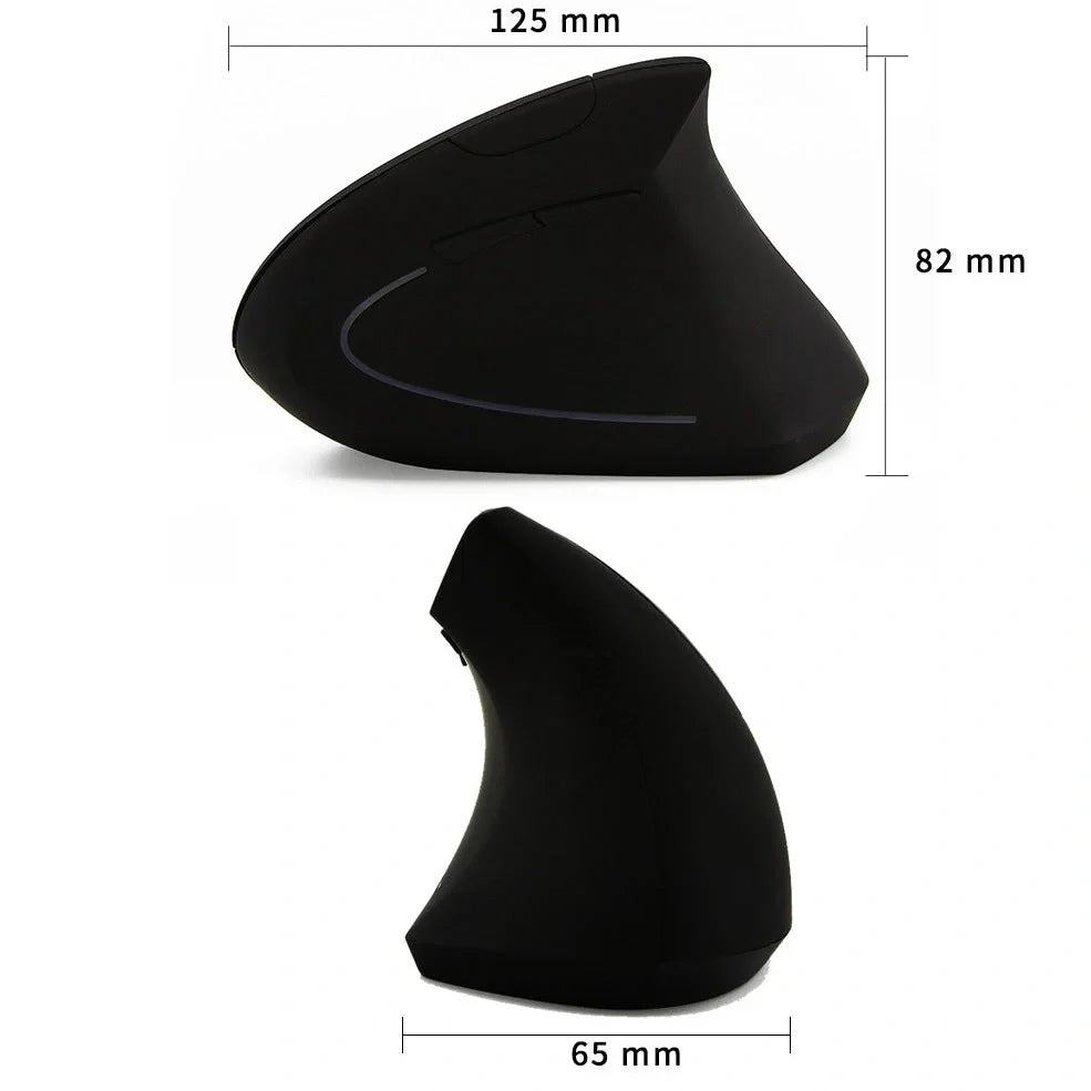 Pink vertical wireless office mouse with ergonomic grip, 1600 DPI sensor, and USB receiver for desktop use