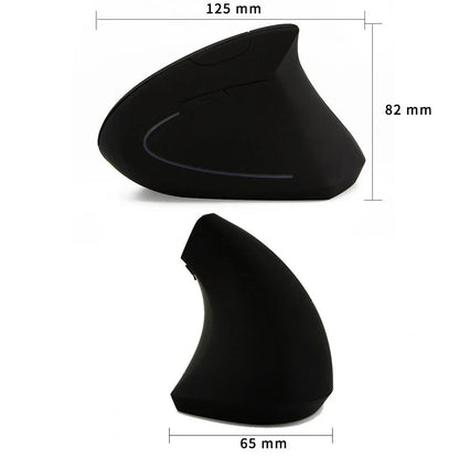 Pink vertical wireless office mouse with ergonomic grip, 1600 DPI sensor, and USB receiver for desktop use