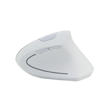 Pink vertical wireless office mouse with ergonomic grip, 1600 DPI sensor, and USB receiver for desktop use
