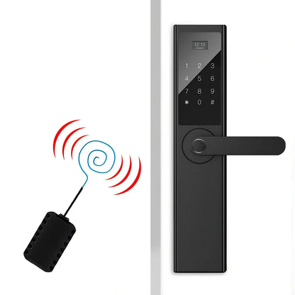 Black fingerprint door lock with sensor, compatible with UK anti-theft and wooden doors, 0.1s scan time