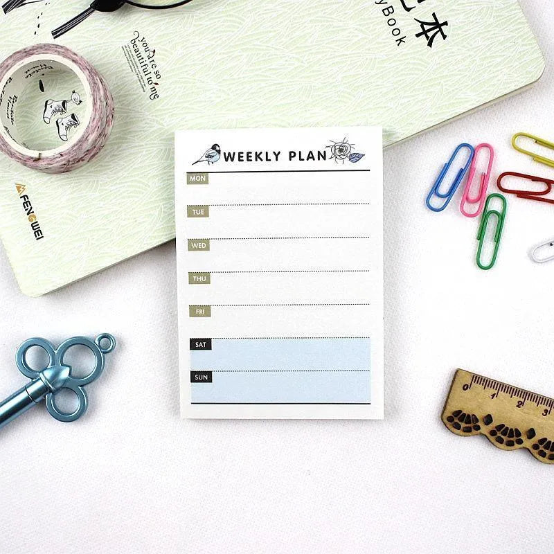 Compact weekly monthly work plan diary notebook showing four different design options