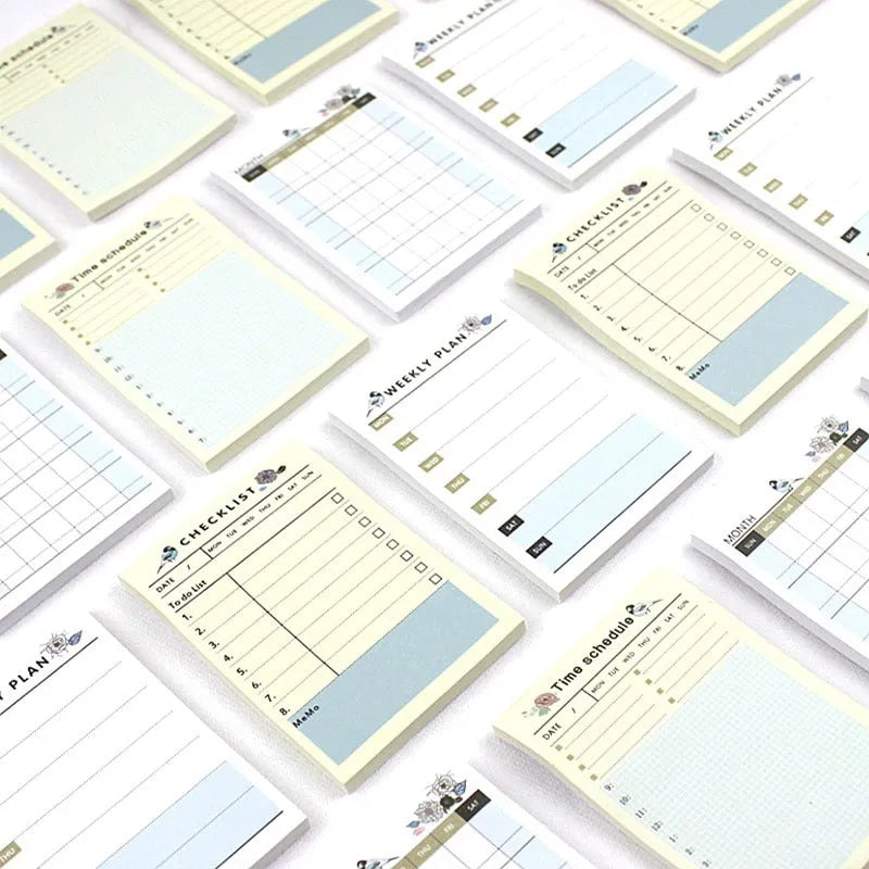Compact weekly monthly work plan diary notebook showing four different design options