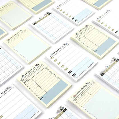 Compact weekly monthly work plan diary notebook showing four different design options