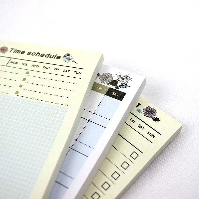 Compact weekly monthly work plan diary notebook showing four different design options