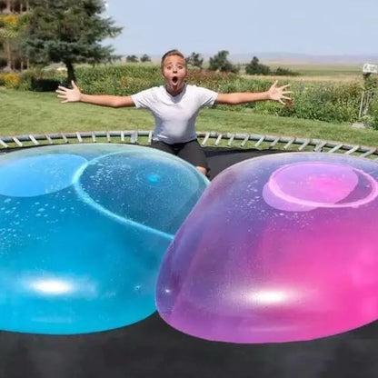 TPR inflatable ball in blue colour showing 70cm diameter measurement with self-sealing valve visible