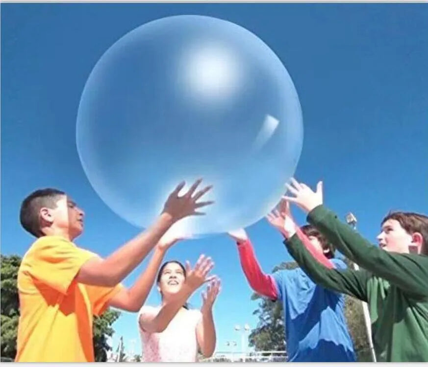 TPR inflatable ball in blue colour showing 70cm diameter measurement with self-sealing valve visible