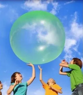 TPR inflatable ball in blue colour showing 70cm diameter measurement with self-sealing valve visible