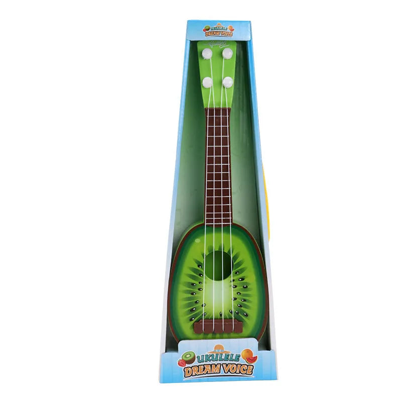 38cm long colourful plastic simulation ukulele toy for children in a presentation box.