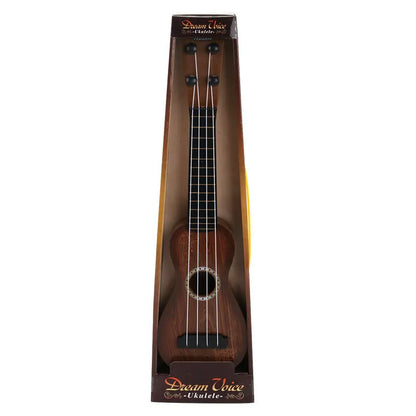 38cm long colourful plastic simulation ukulele toy for children in a presentation box.