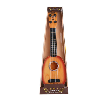 38cm long colourful plastic simulation ukulele toy for children in a presentation box.