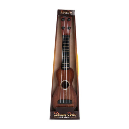 38cm long colourful plastic simulation ukulele toy for children in a presentation box.